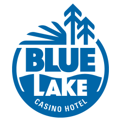 Blue Lake Casino Hotel Sponsor Logo Blue Lake Casino Hotel logo in blue featuring trees and a sunrise design.