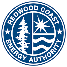 Redwood Coast Energy Authority Sponsor Logo Redwood Coast Energy Authority logo featuring a tree, star, and ocean wave design in blue.