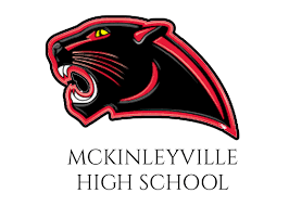 McKinleyville High School Panthers logo featuring a black panther head with red accents.