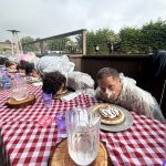 The Race Is On Contestants compete during the Pony Express Days Pie Eating Contest at Six Rivers Brewery.