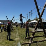 Scouting America Monkey Bridge at Pony Express Days 2026 A child crosses the Scouting America monkey bridge while volunteers assist during the Pony Express Days 2026 Festival in Pierson Park.