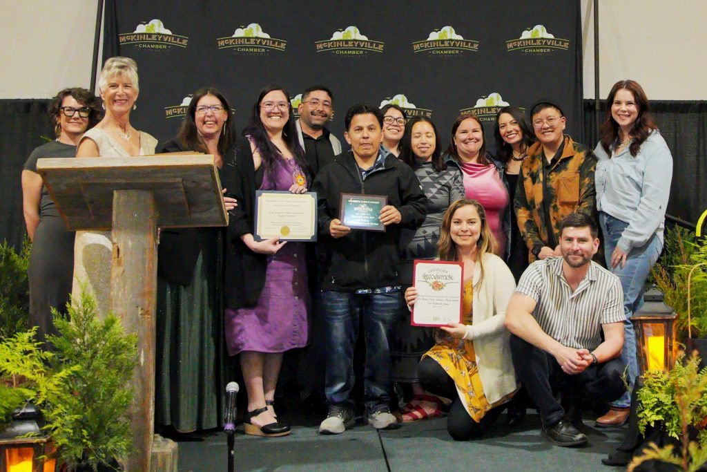 Non-Profit of the Year Award Presented to Two Feathers Two Feathers Native American Family Services being presented with the Non-Profit of the Year Award presented by the McKinleyville Chamber of Commerce