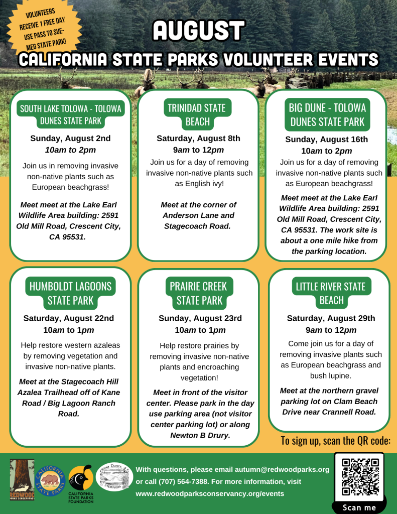 August California State Parks Volunteer Events