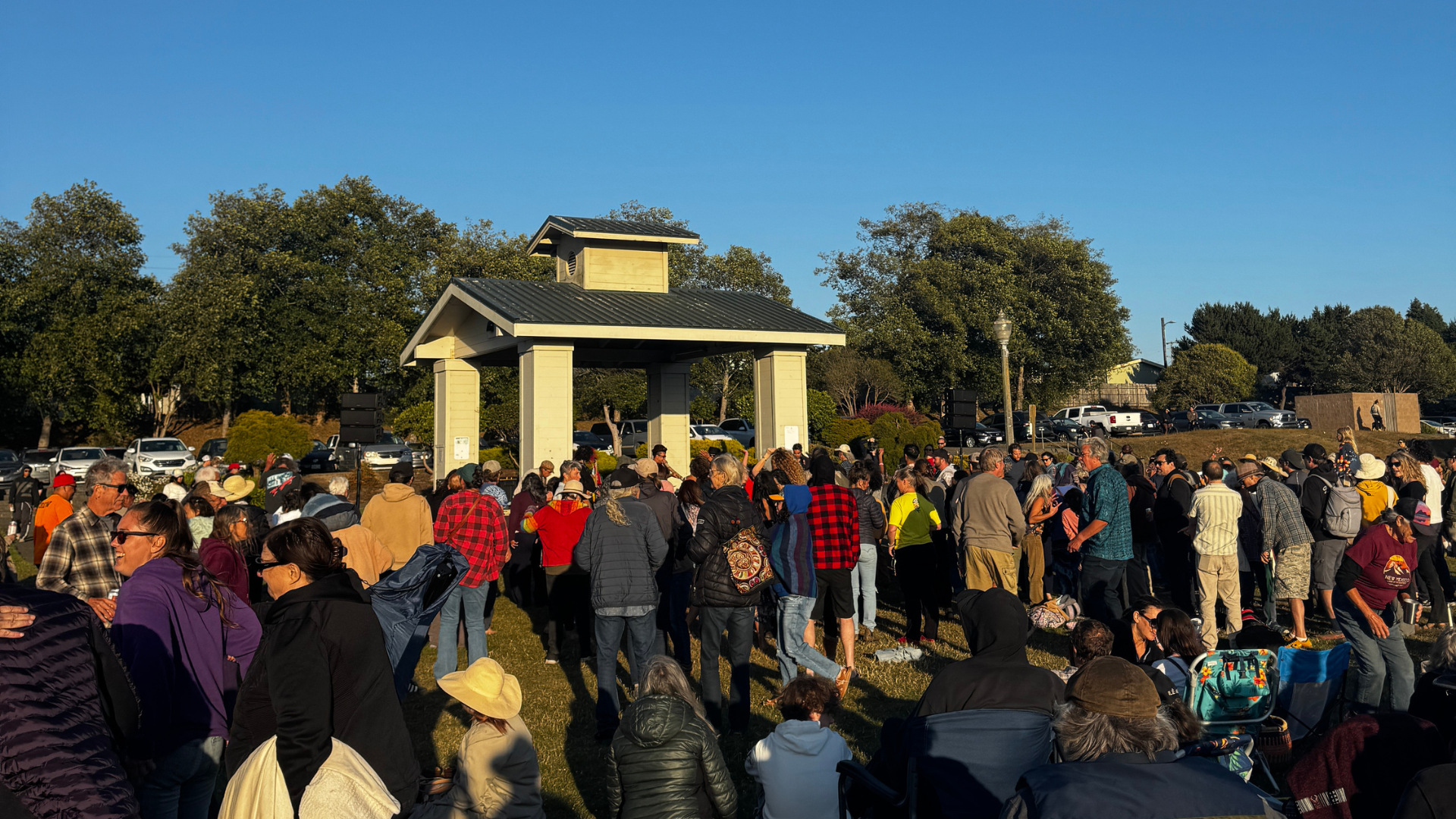 Crowd gathered for Music in the Park at Pierson Park in McKinleyville, California