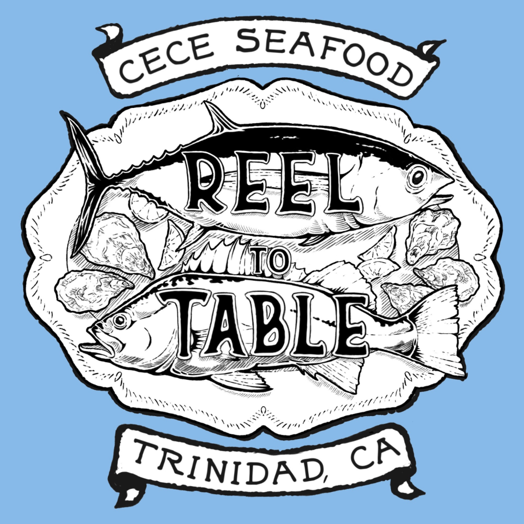 Illustrated fish and oyster logo