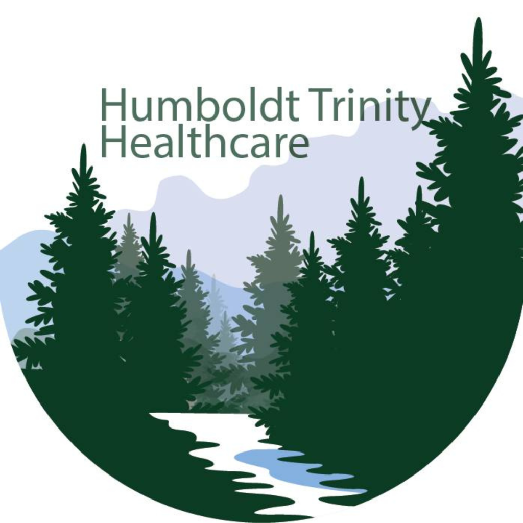 Humboldt Trinity Healthcare logo featuring evergreen trees, mountains, and a winding river