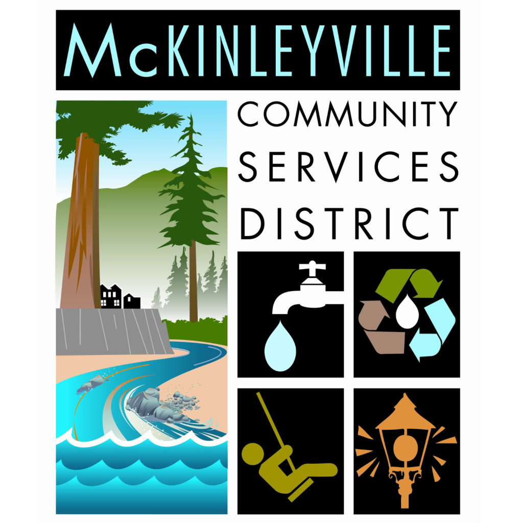 McKinleyville Community Services District logo featuring redwood trees, a river, and community service symbols