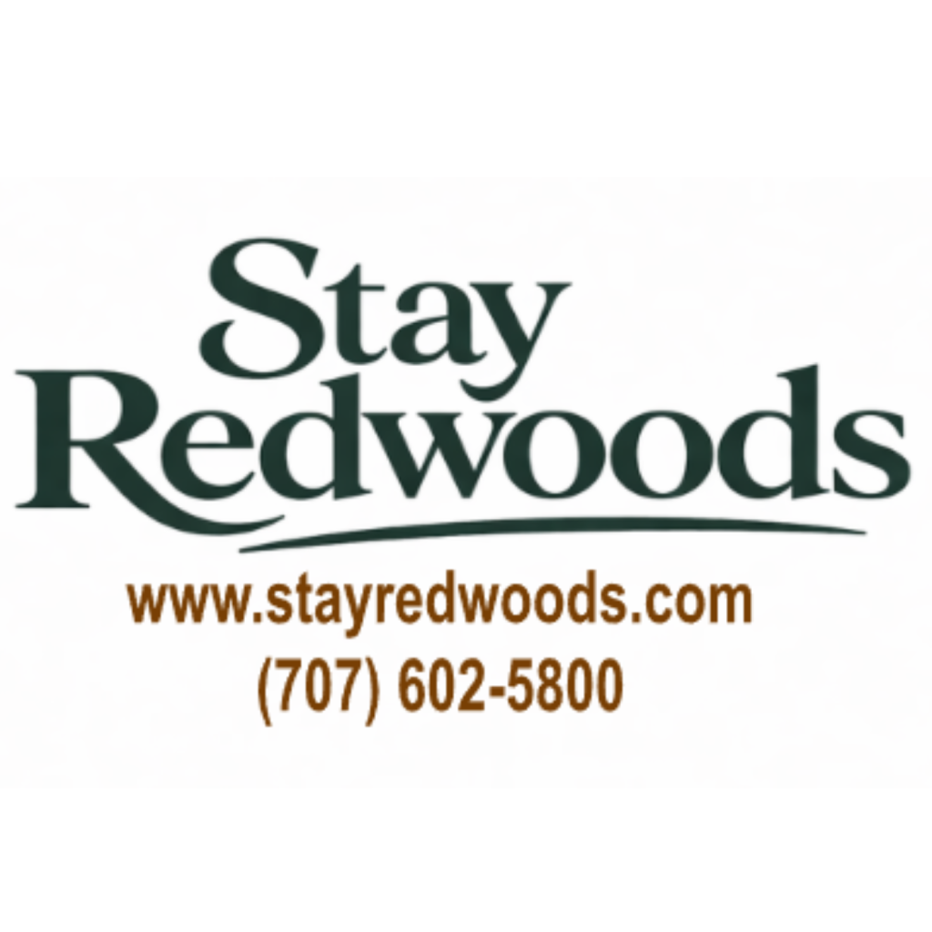 Stay Redwoods logo with website and phone number