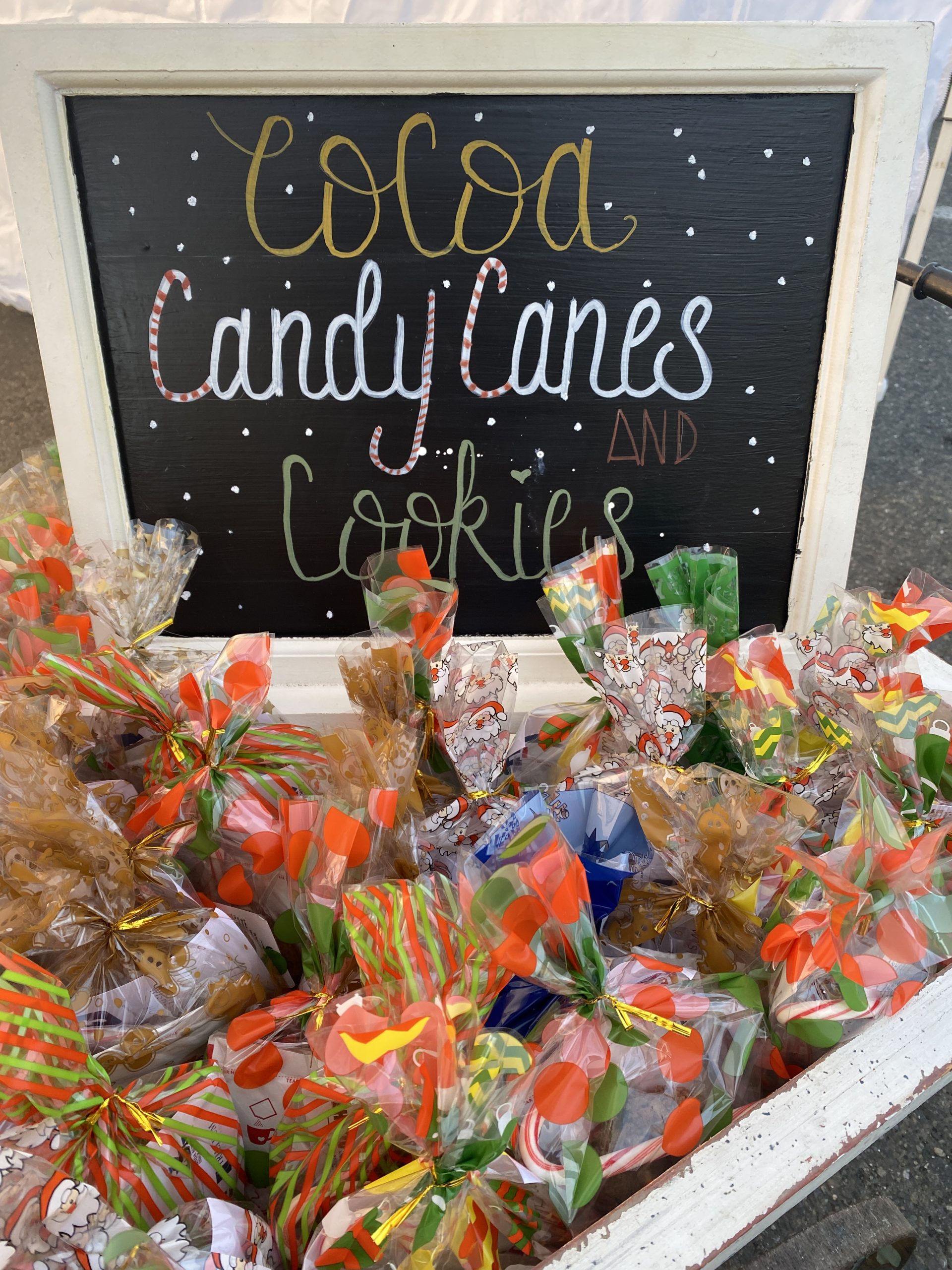 Cocoa, candy canes, and cookies at a holiday celebration