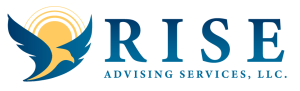 RISE Advising Services logo featuring a stylized bird and rising sun.